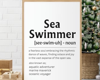 Sea Swimmer Definition Art Print: Open Water Swimmer Gift (Digital Download)