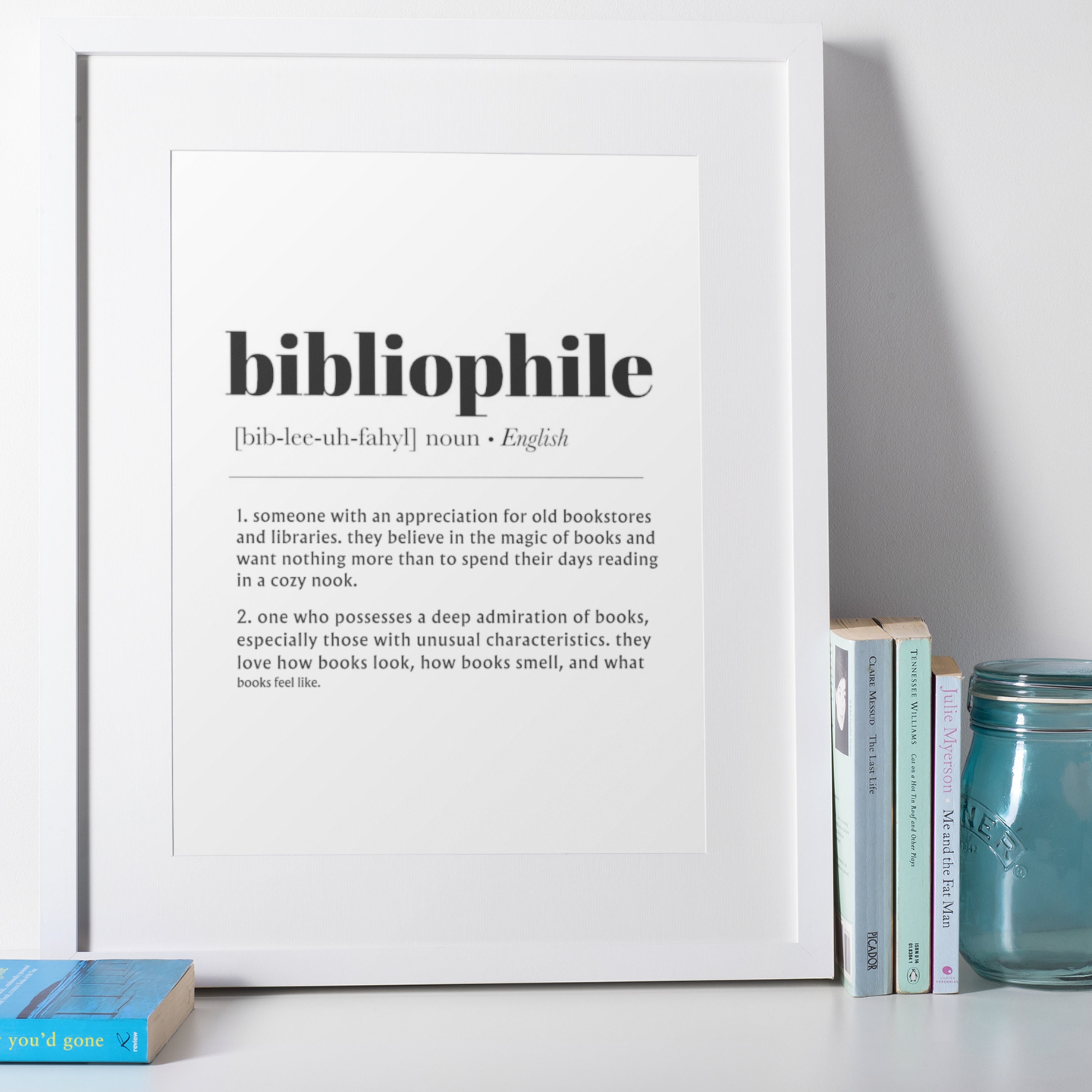 Bibliophile Definition Printable Book Wall Art, Funny Book Lover Print ...