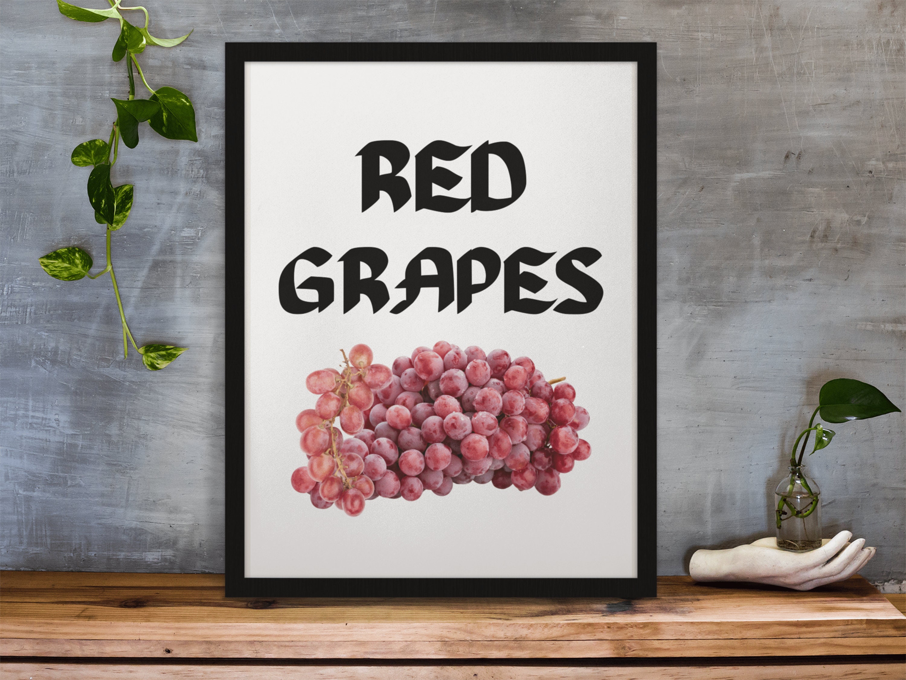 Red Grapes Print, Grape Printable Download, Fruit Digital Wall Art ...