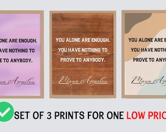 3er-Set Maya Angelou Zitat Print, druckbares Inspirationszitat für gute psychische Gesundheit