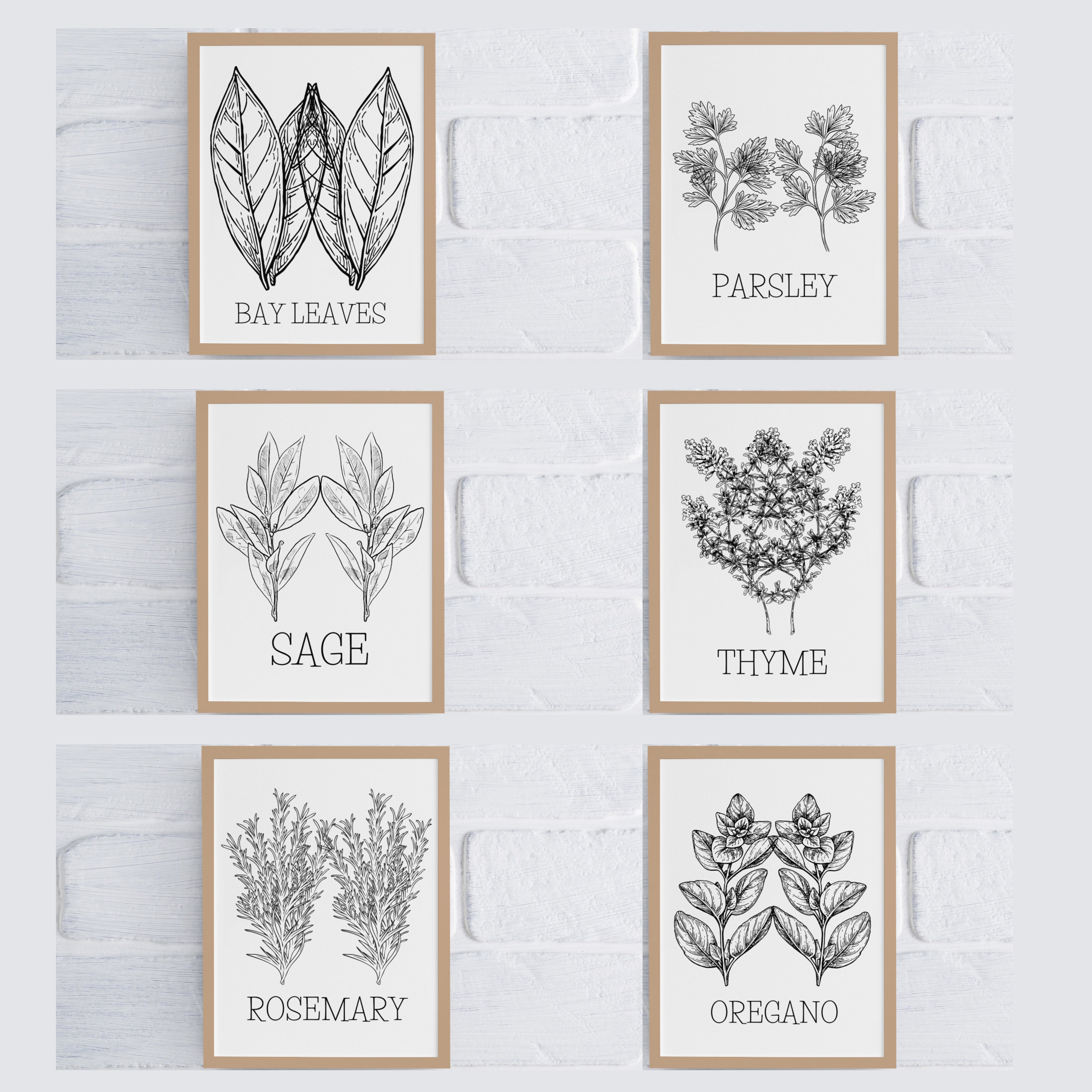Set of 6 Herb Prints Kitchen Printable Art - Etsy