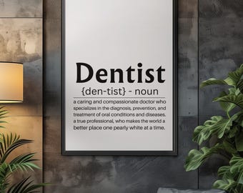 Dentist Definition Print: Minimalist Office Wall Art (Digital Download)
