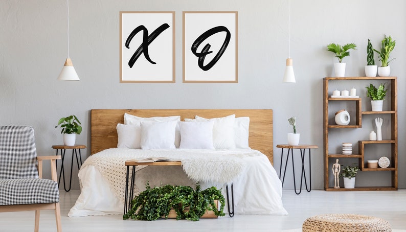 Printable Black and White Wall Art Set of 2 Xo Prints - Etsy