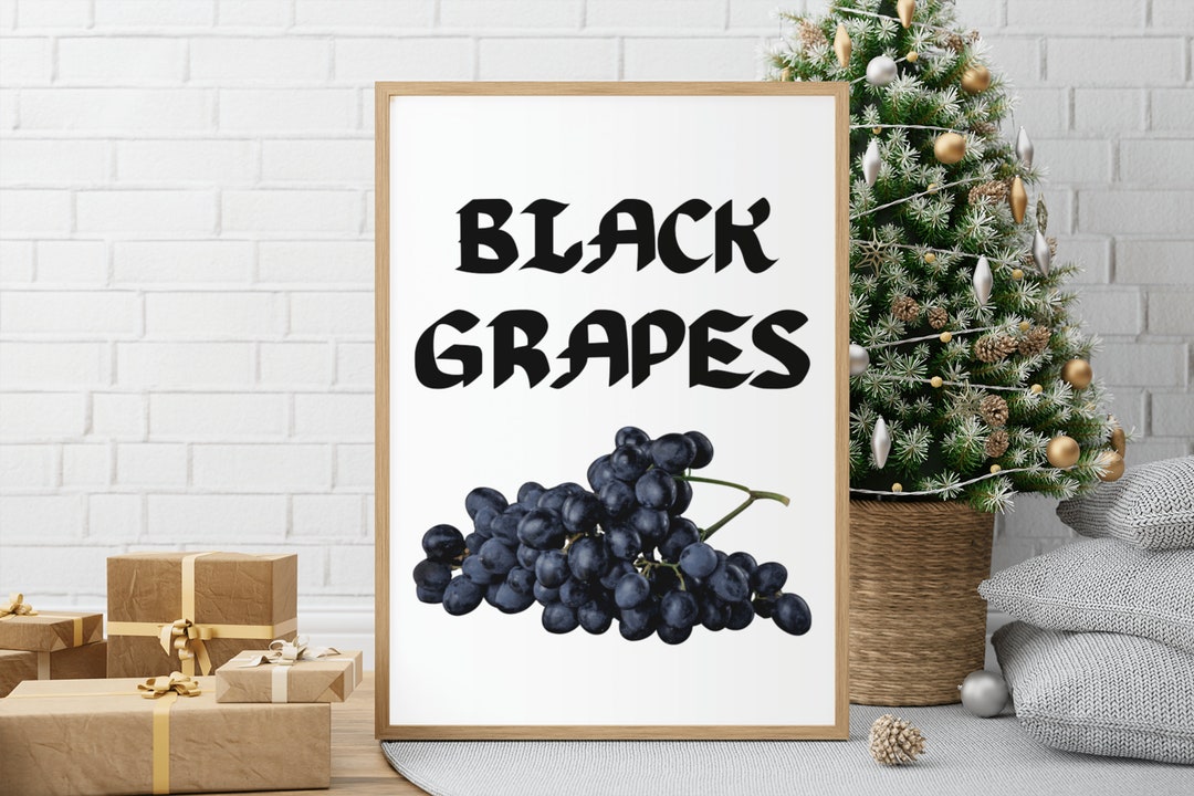 Black Grapes Art Print, Grape Printable Download, Fruit Digital Art ...