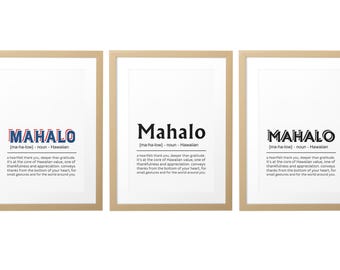 Mahalo Definition Print Set: Hawaiian Gratitude Art (digital