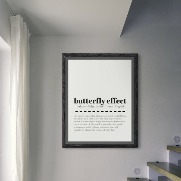 Schmetterlings-Effekt Definition Print, inspirierende Wandkunst, Schmetterlings-Effekt Kunstwerk Home Decor, minimalistisches Motivationsposter Digitaldruck