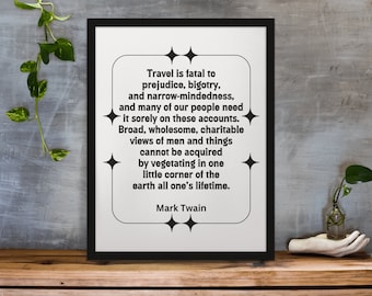 Mark Twain Reisezitat Druck: Inspirierendes Reisedeko (Digitaler Download)