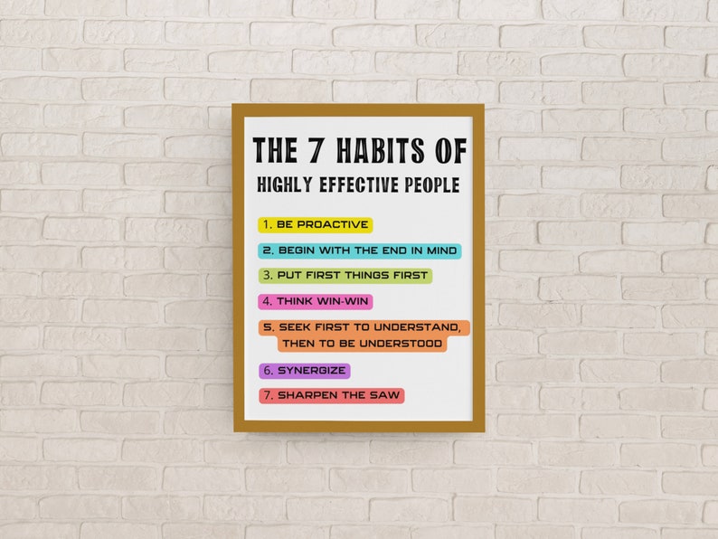 7 Habits of Highly Effective People Print, Success Habits Motivational ...