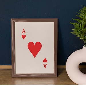 Ace of Hearts Poster: Retro Poker Print, Valentine&#39;s Day Art (Digital Download)