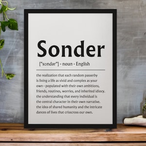 Sonder Definition Printable Digital Download, Inspiring Definition, Word Definition Wall Art, Minimalist Poster Home Decor Digital Download