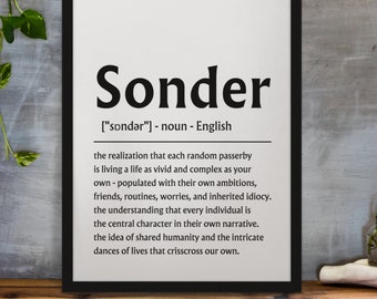 Sonder Definition Printable Digital Download, Inspiring Definition, Word Definition Wall Art, Minimalist Poster Home Decor Digital Download