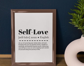 Impresión artística "Definición de amor propio": Decoración minimalista para el hogar (descarga digital)