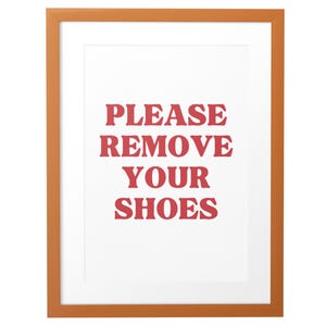 Retro Please Remove Shoes Print: Bright Red & Pink Wall Art (Digital Download)