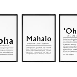 Hawaiian Wall Art Prints: Aloha, Ohana, Mahalo (Digital Download)