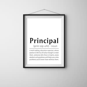 Principal Definition Print, School Principal Office Wall Art, Gift For Principal, Printable Retirement Present, Congratulations Artwork