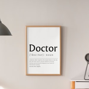 Doctor Definition Print, Doctor Poster, Doctor Gift, Gift For Doctor, Graduation Gift, Medical Student Gift, New Doctor Printable Wall Art