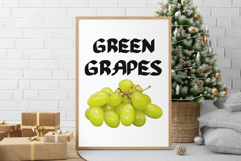 Green Grapes Print, Grape Printable Download, Fruit Digital Art Prints ...