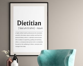Dietitian Definition Print: Nutritionist Gift (Digital Download)