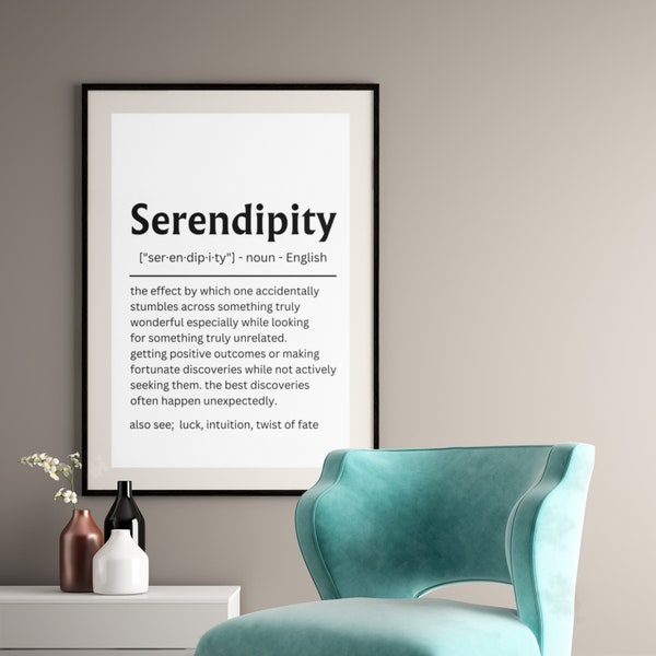 Serendipity Meaning Printable Download, Affordable New Job Gift, Good Luck Gift, Serendipity Poster, Serendipity Definition Wall Art Print