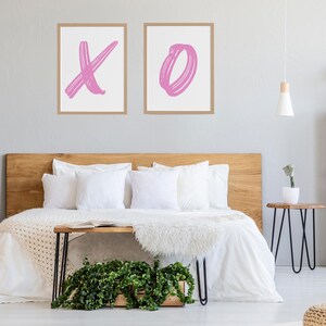 XO Wall Art, Set of 2 Blush Pink XO Hugs and Kisses Poster for Nursery, Playroom, Girls Bedroom or Above Bed
