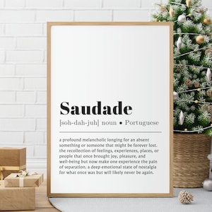 Saudade Definition, Portuguese Word Art, Portuguese Language Print, Saudade Dictionary Printable, Brazilian Culture Artwork