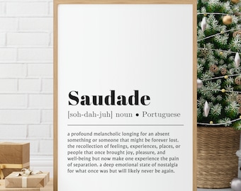 Saudade Definition, Portuguese Word Art, Portuguese Language Print, Saudade Dictionary Printable, Brazilian Culture Artwork