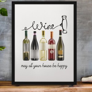 Bar Cart Decor Wine Art Print, Happy Hour Quote Cocktails Print Digital Download