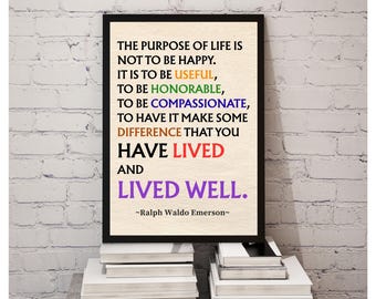 Ralph Waldo Emerson Zitat Druck, inspirierende literarische Wandkunst (digitaler Download)
