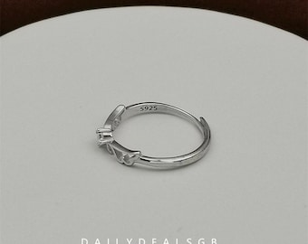 S925 Sterling Silver Angel Wings Ring, Openwork Forest-style Ring.