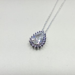 Pandora Sparkling Pear Halo Collier Silver Necklace 45CM