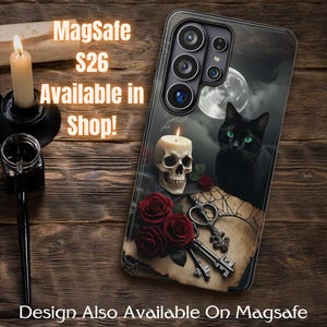 Gothic Phone Case | Samsung Black Cat, Roses, Skull, Full Moon Art | Galaxy S26, S25, S24, S23, S22, S21, S20 | Ultra Plus Pro FE & iPhone
