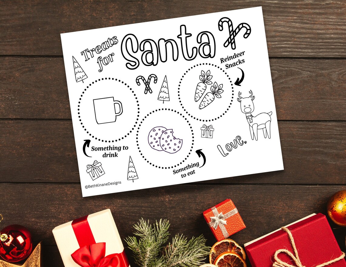 Santa Tray Printable, Treats for Santa, Santa Tray, Cookies for Santa ...