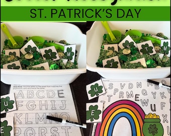 St. Patrick's Day Preschool Printable Activities, Letter Recognition for Preschool, Alphabet Practice, March Homeschool Activities