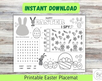 Easter Placemat for Kids, Easter Coloring Placemat, Easter Coloring Pages for Kids, Easter Coloring Preschool, Easter Placemats, Easter Fun