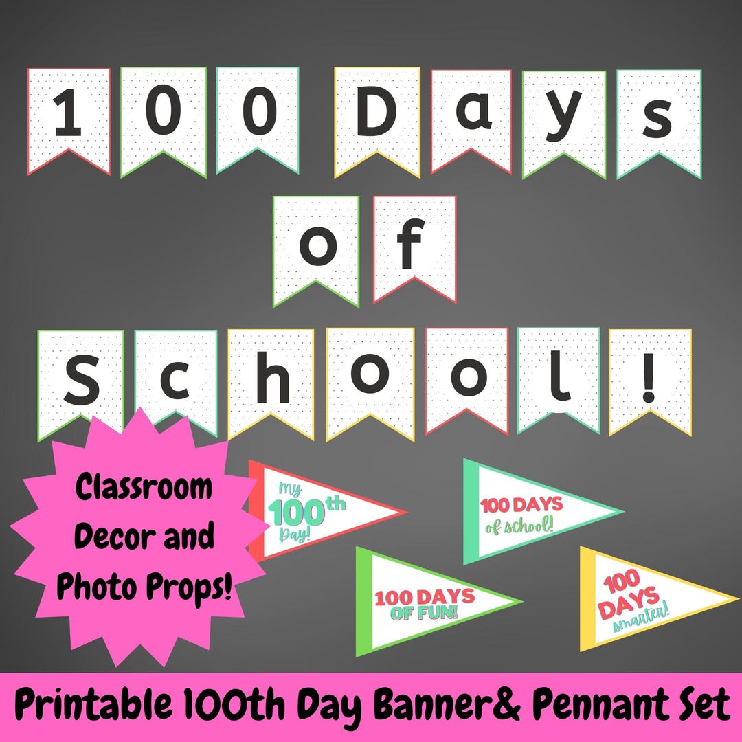100 Days of School Banner Printable, 100 Days of Scho…