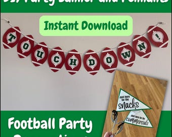 Football Party Decor | Football Banner | Football Theme Party | Football Printable | Football Birthday | Game Day | Football Flag | Small