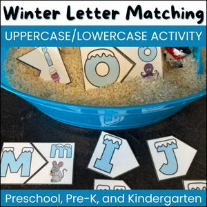 Upper and Lowercase Letter Matching, Alphabeth Puzzle, Printable Winter Preschool Activity, Preschool Activities, Winter Learning Activities