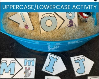 Upper and Lowercase Letter Matching, Alphabeth Puzzle, Printable Winter Preschool Activity, Preschool Activities, Winter Learning Activities