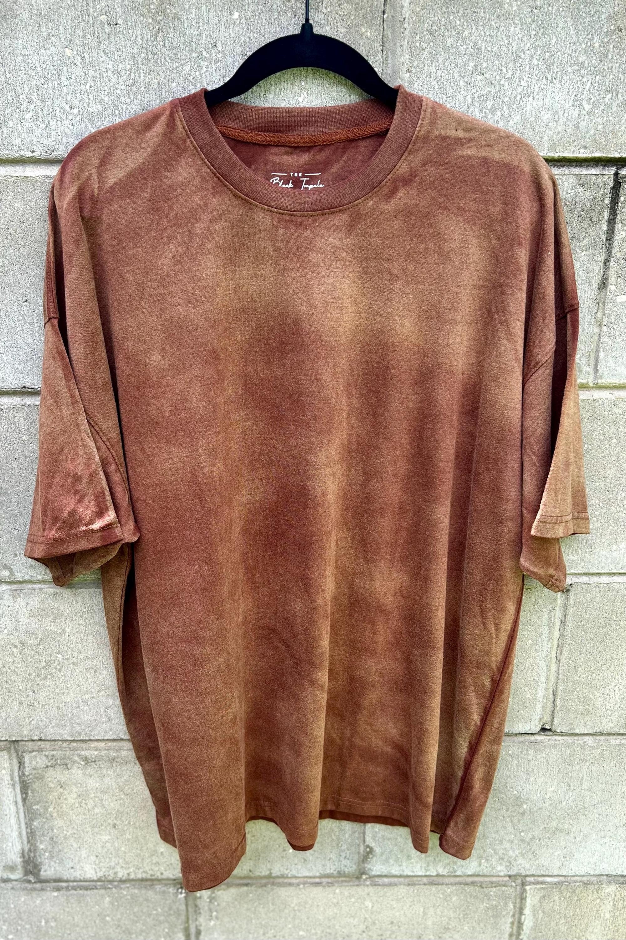 トップス TENDERLOIN ACID WASH Dark Brown Acid Washed Unisex Oversized Loose Fitting Tshirt