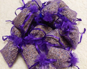 15 Stück Lavendel Säckchen ca. 5x7 cm dunkel lila Organza Säckchen