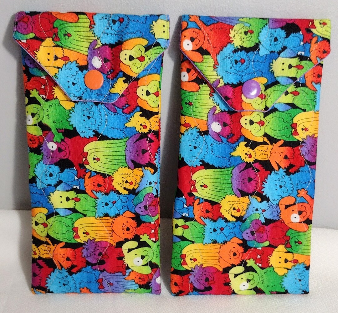 Eyeglass Case With Snap Closure Fabric Sunglasses Case Etsy
