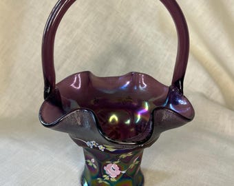 フェントン グラス 100 周年記念 ハンドペイント アメジスト