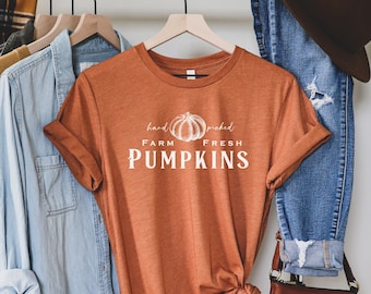 Farm Fresh Pumpkins Shirt, Thanksgiving Shirt, Cute Fall Shirt, Autumn Shirt, Womens Fall Pumpkin Shirt,