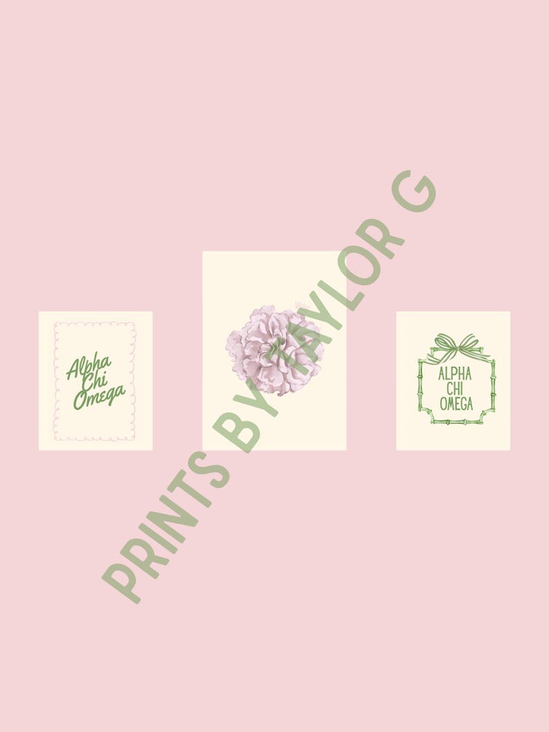 Alpha Chi Omega Digital Prints- Customized Downloadable Art (set of 9 ...