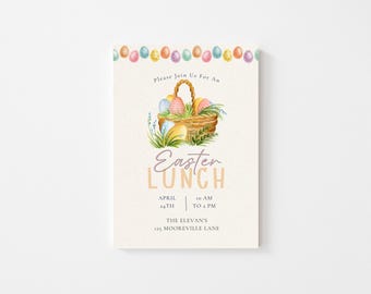 Easter Brunch Lunch Invitation Template Edit on Canva Easy Download