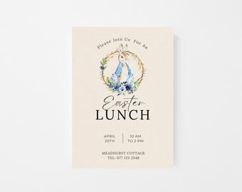 Easter Lunch Invite Download bearbeitbare Vorlage auf Canva Peter Rabbit Bunny