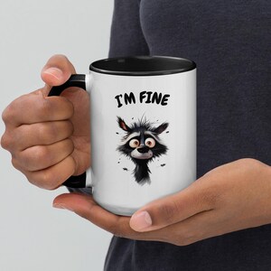 I&#39;m fine racoon Mug, Racoon Gift, Animal Mug, Racoon Mug, Cappuccino Lover, Cappuccino Coffee Mug, Racoon, Cute Mug Design, Racoon Lover