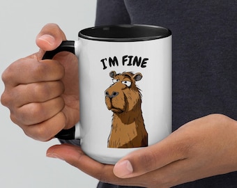 I'm Fine Capybara Coffee Mug, Animal Lover Gift