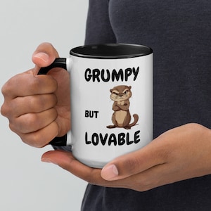 Grumpy but lovable otter Mug, funny otter mug, otter lover gift, cute otter mug, humorous animal mug, otter humor gift, funny wildlife mug
