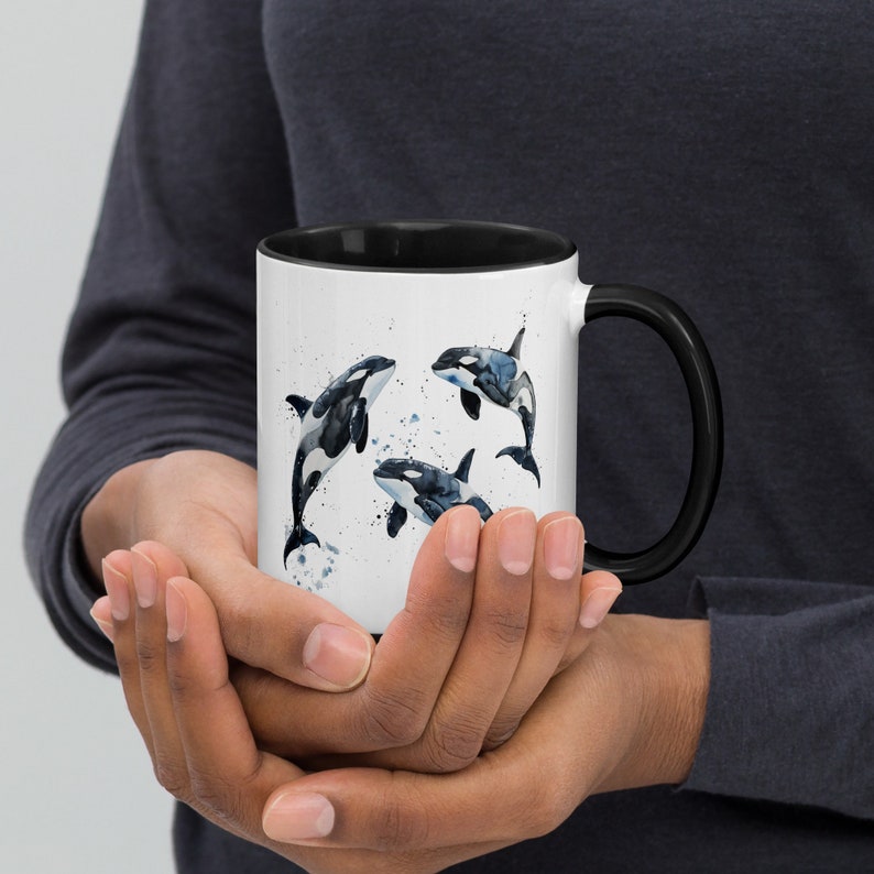 Watercolor Orcas Mug